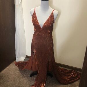 Abyss by Abby long sequined slit side jilha dress size small